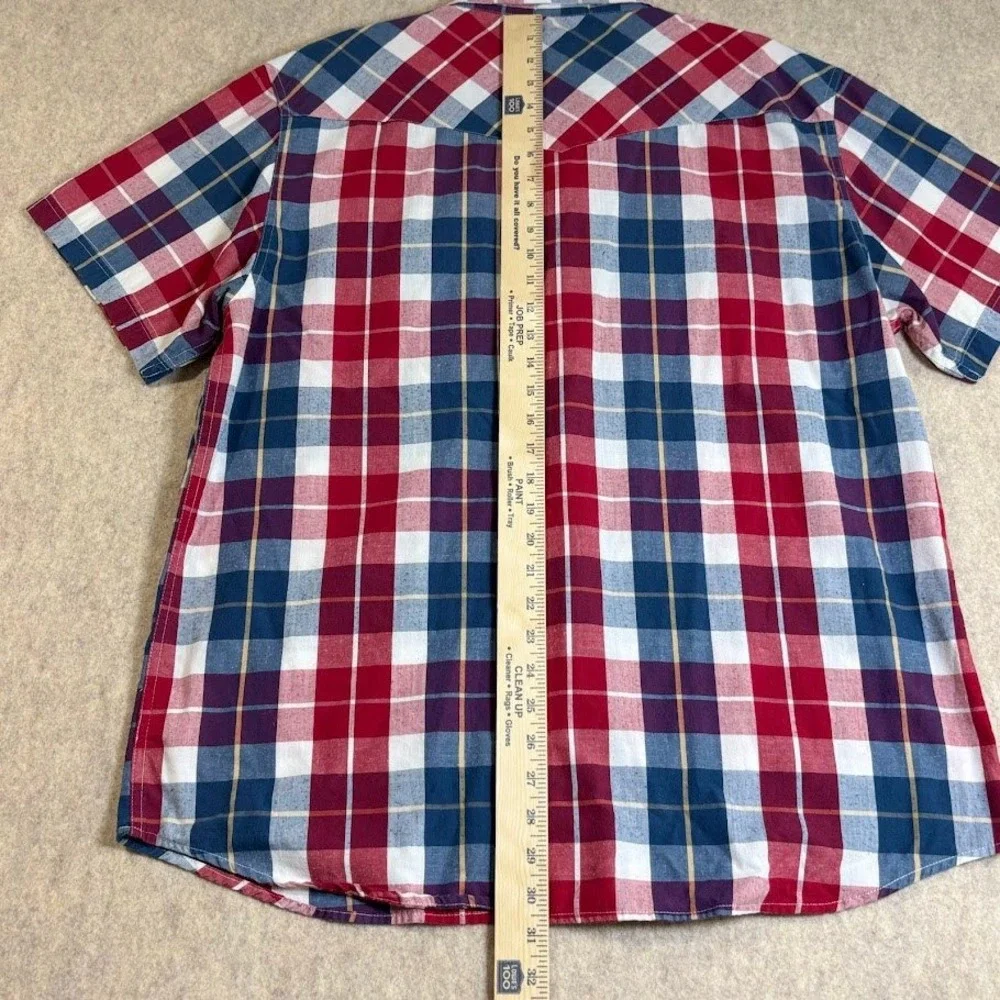 Levi's Western Shirt XXL Red Blue Plaid‎ Cotton Blend Snap Front Classic Cowboy